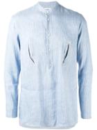 Umit Benan - Striped Embroidered Shirt - Men - Linen/flax/modal - 50, Blue, Linen/flax/modal