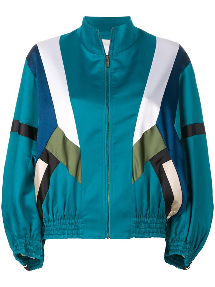Koché Colour Block Bomber Jacket - Green