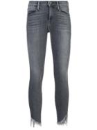 Frame Denim Frayed Skinny Jeans - Grey