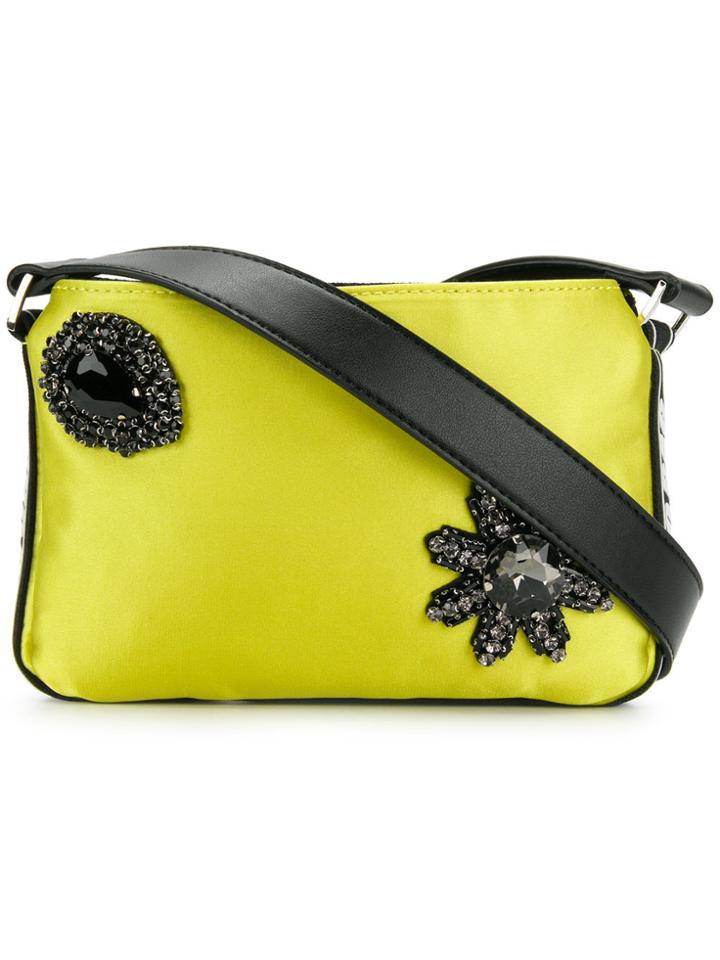 Pinko Contrast Trim Embellished Shoulder Bag - Yellow & Orange
