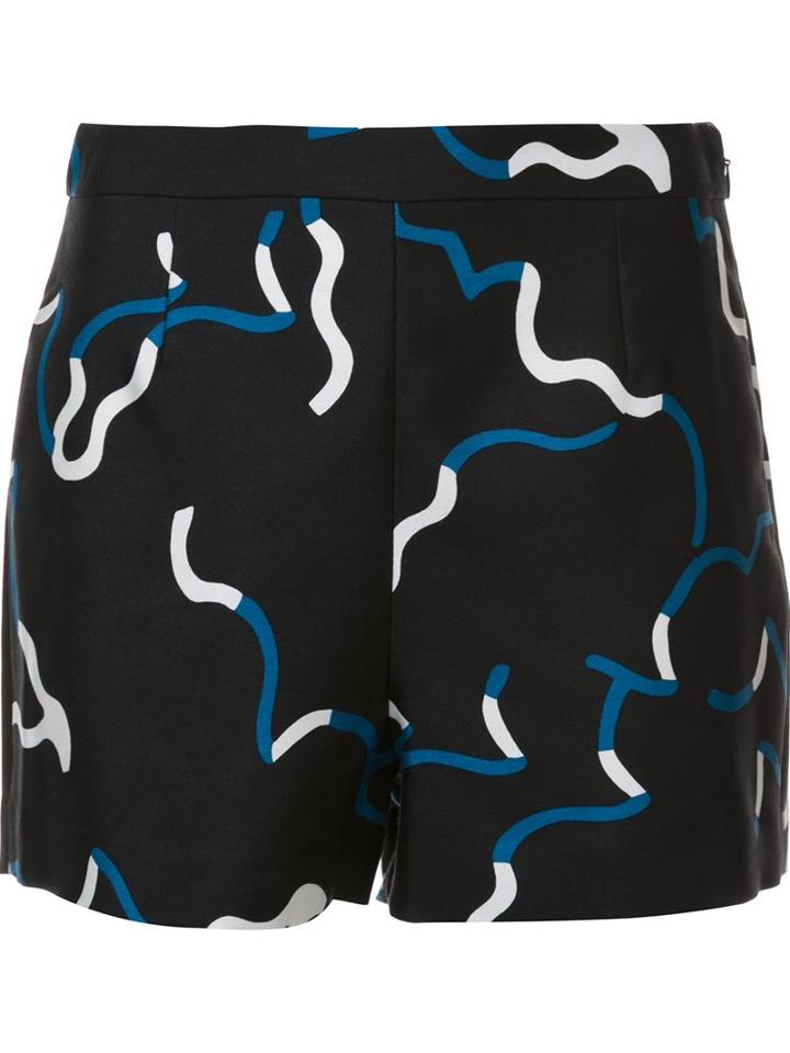 Diane Von Furstenberg Printed Shorts, Women's, Size: 10, Black, Silk/wool
