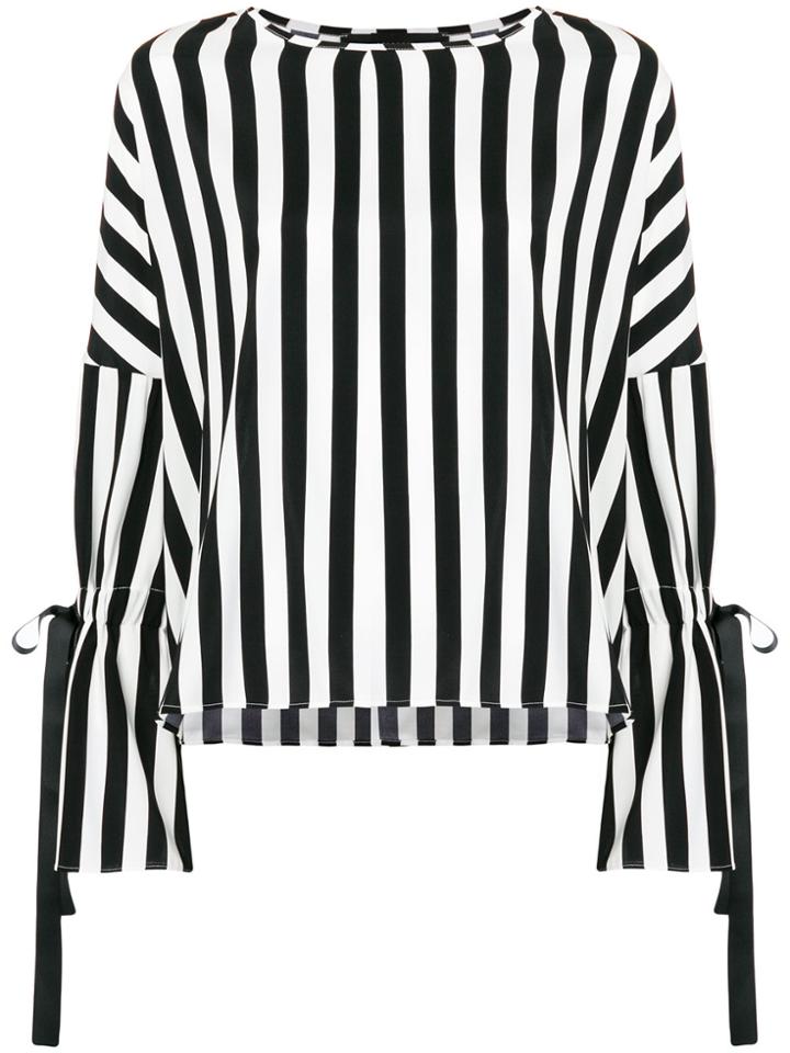 Federica Tosi Striped Tie Sleeve Blouse - Black