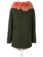 Mr & Mrs Italy Zipped Parka, Women's, Size: Medium, Green, Cotton/lamb Skin/polyester/racoon Fur