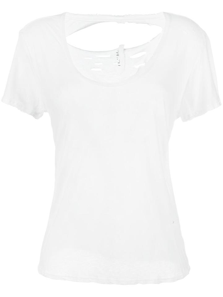 Unravel Project Distressed Back T-shirt, Women's, Size: Xs, White, Cotton