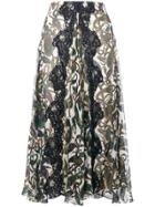 Chloé Floral Flared Midi Skirt - Blue
