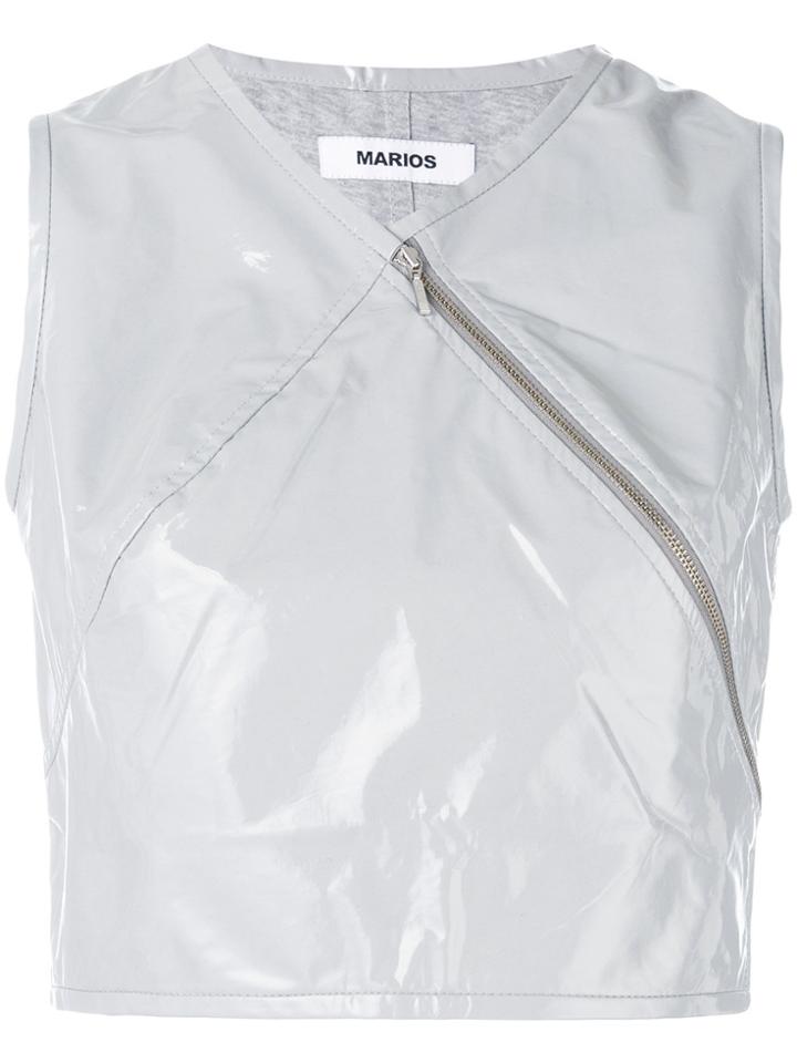 Marios Zipped Cropped Vest - Grey