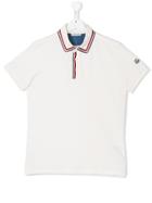 Moncler Kids Teen Contrast-trim Polo Shirt - White