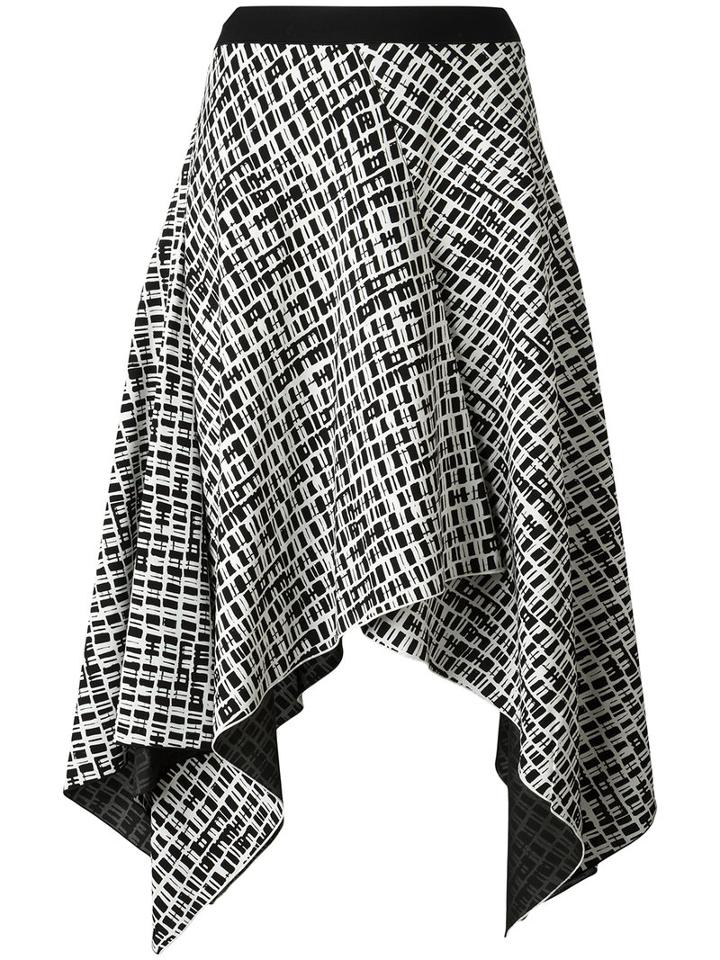 Proenza Schouler Asymmetric Patterned Skirt, Women's, Size: 6, Black, Silk/acetate/viscose