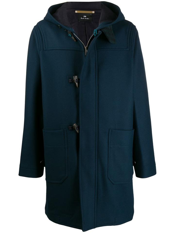 Ps Paul Smith Relaxed-fit Hooded Duffle Coat - Blue