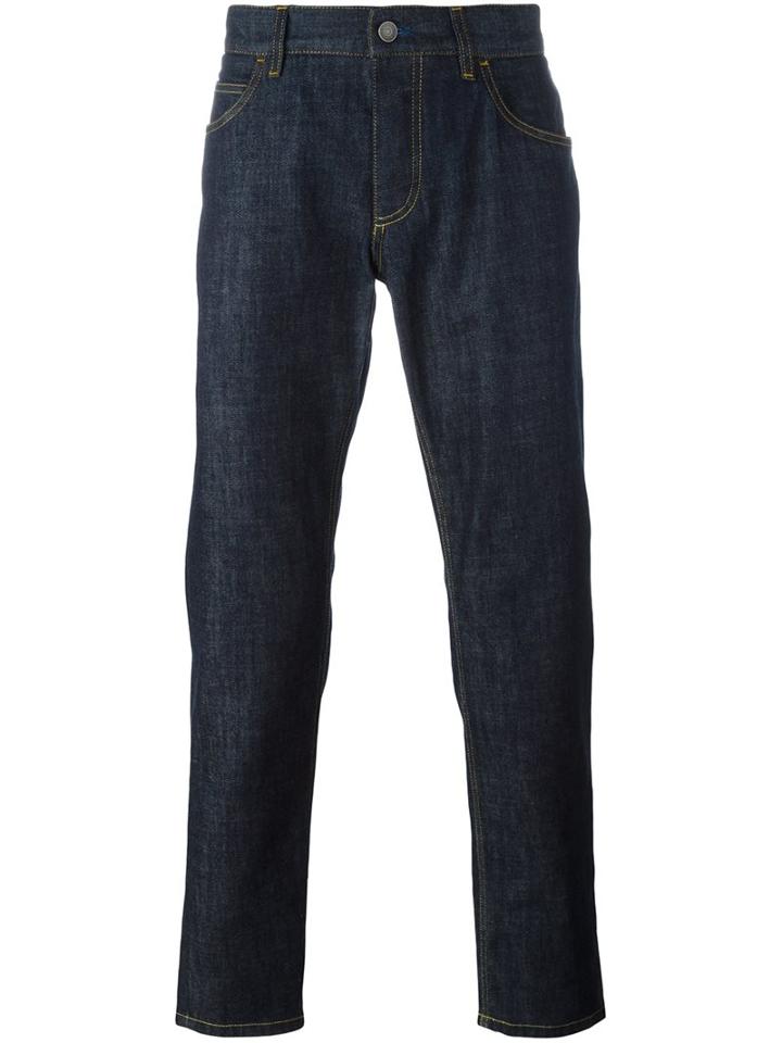 Dolce & Gabbana Crown & Bee Appliqué Jeans, Men's, Size: 50, Blue, Cotton