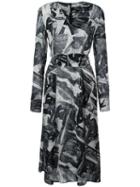 Veronique Leroy Printed V-neck Dress, Women's, Size: 36, Black, Viscose