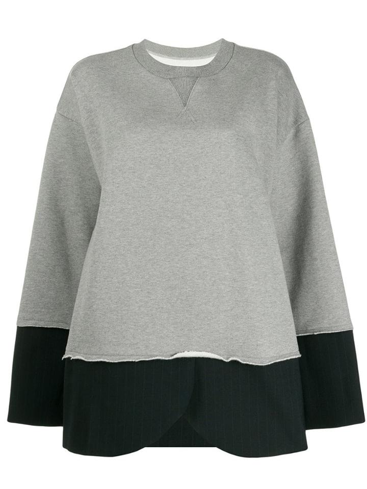 Mm6 Maison Margiela Hybrid Sweatshirt Pinstripe Blazer - Grey