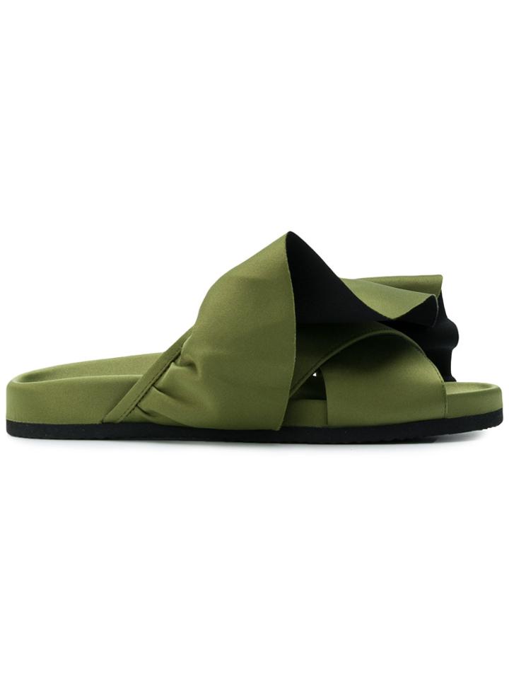 Joshua Sanders Ruffled Slide Sandals - Green