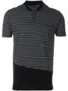 Lanvin Striped Cut Polo Shirt, Men's, Size: Large, Black, Cotton