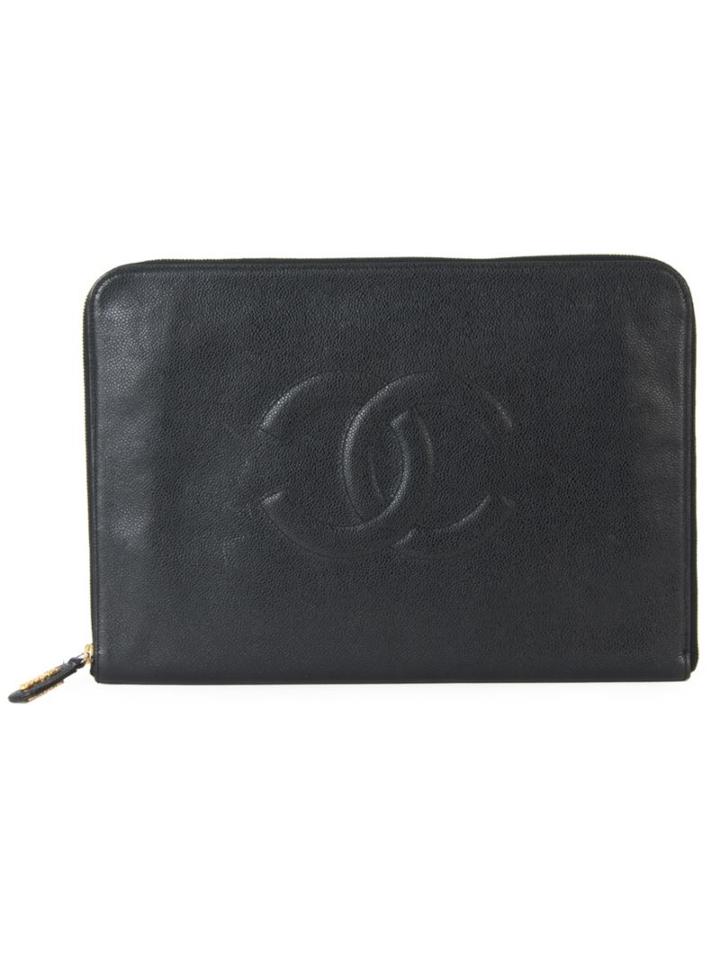 Chanel Vintage Document Case Clutch, Women's, Black