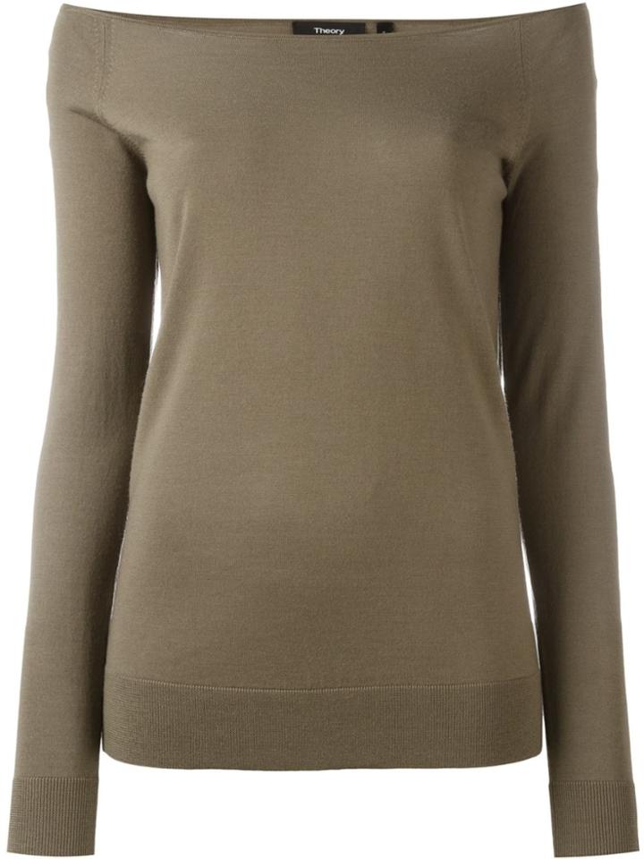 Theory Boat Neck Jumper - Green