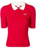 Red Valentino Ribbed Dragonfly Polo Top