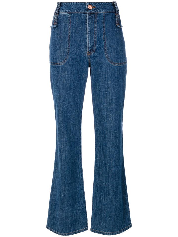 See By Chloé - Retro Flare Cropped Jeans - Women - Cotton/spandex/elastane - 27, Blue, Cotton/spandex/elastane
