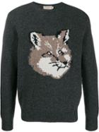 Maison Kitsuné Knitted Fox Jumper - Grey
