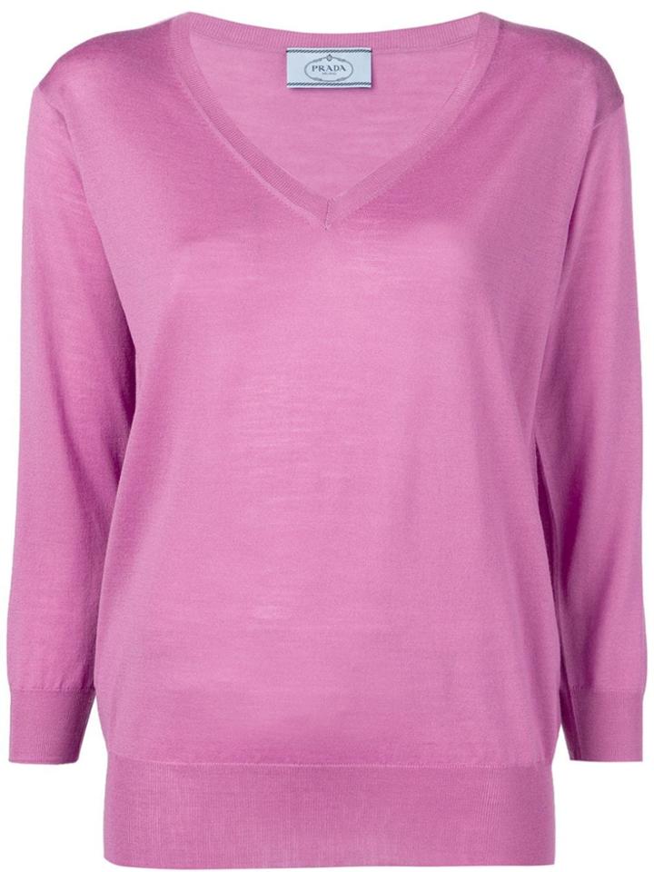 Prada V-neck Jumper - Purple