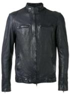 Salvatore Santoro Zipped Jacket, Size: 54, Blue, Leather/cotton