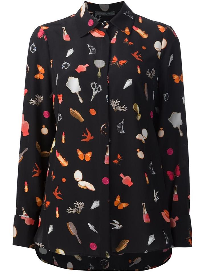 Alexander Mcqueen 'obsession' Print Shirt, Women's, Size: 40, Black, Silk