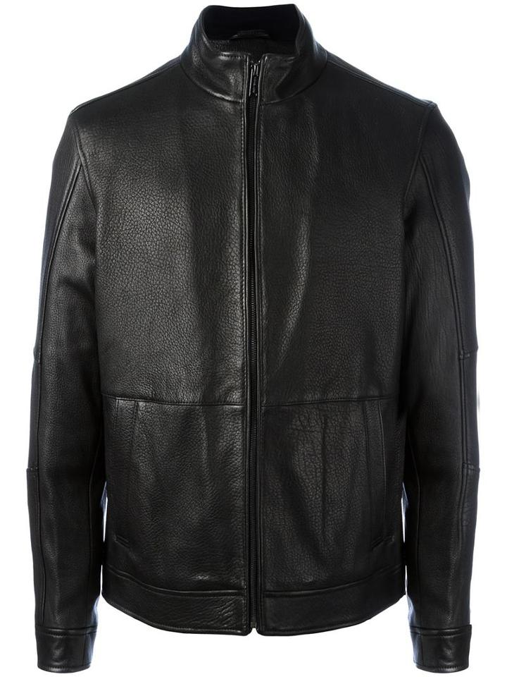 Michael Kors Zipped Leather Jacket, Men's, Size: Xl, Black, Leather/polyester