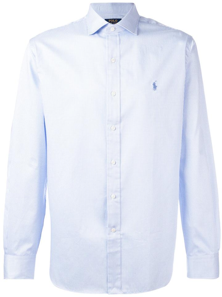Polo Ralph Lauren Logo Embroidery Shirt, Men's, Size: 15 1/2, Blue, Cotton/spandex/elastane