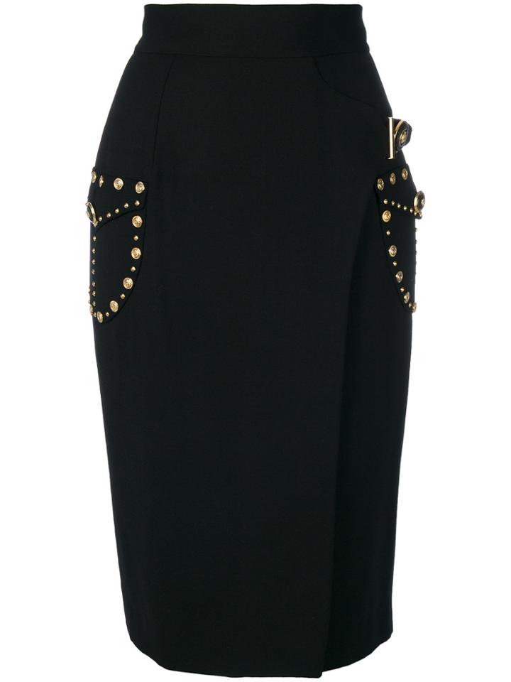 Versace Vintage High-waisted Wrap Skirt - Black