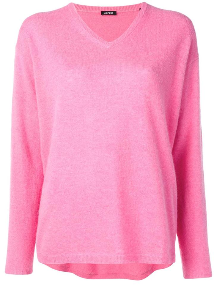 Aspesi V Neck Jumper - Pink & Purple