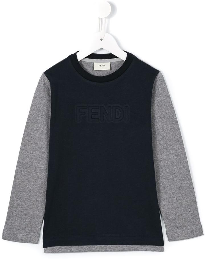 Fendi Kids Bi-colour Long Sleeve Jersey T-shirt