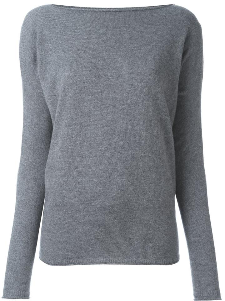 Roberto Collina Cashmere Boat Neck Jumper, Women's, Size: Large, Grey, Cashmere