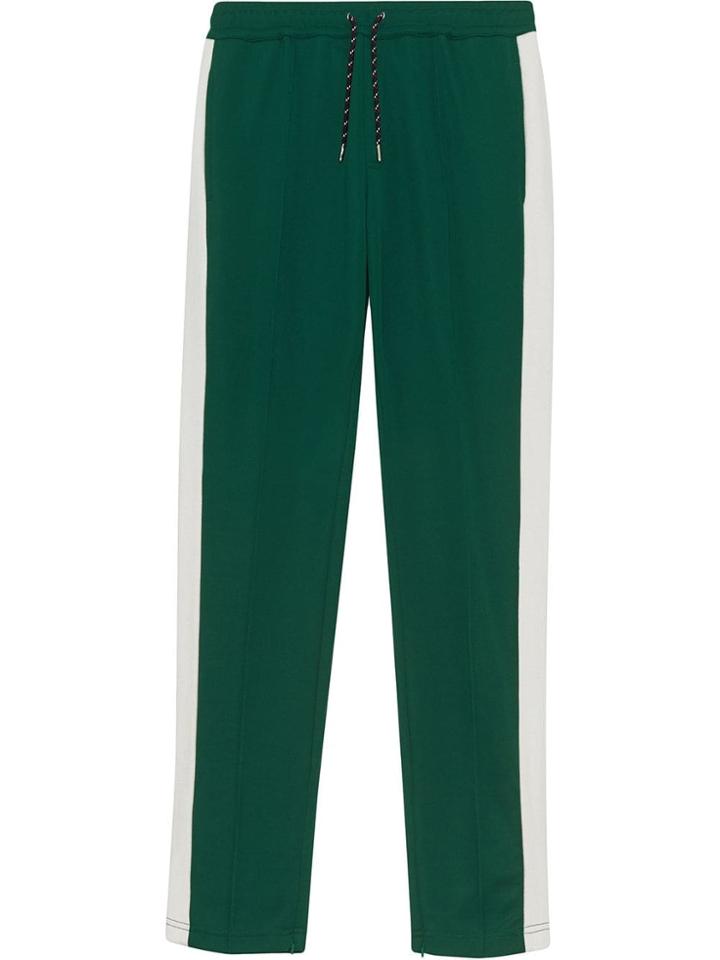 Burberry Sport Stripe Cotton Blend Drawcord Trousers - Green