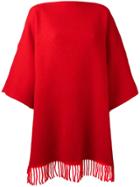 Tsumori Chisato Blanket Fringed Poncho - Red