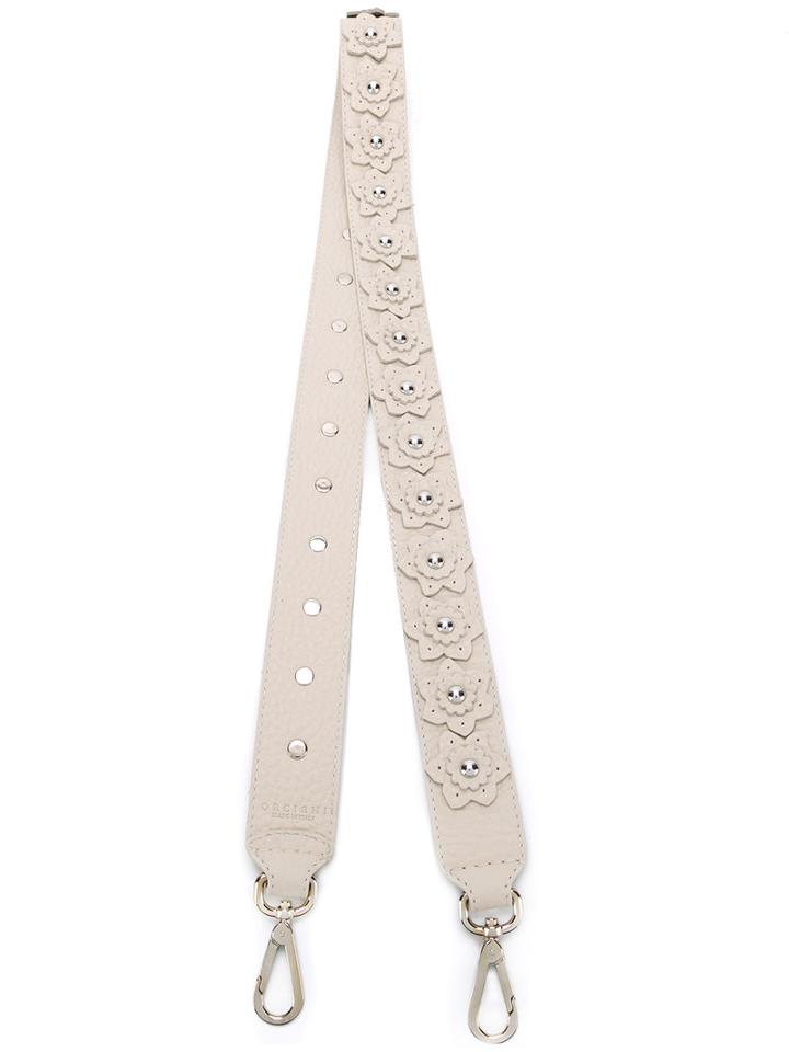 Orciani Floral Detachable Shoulder Strap, Women's, Nude/neutrals, Leather