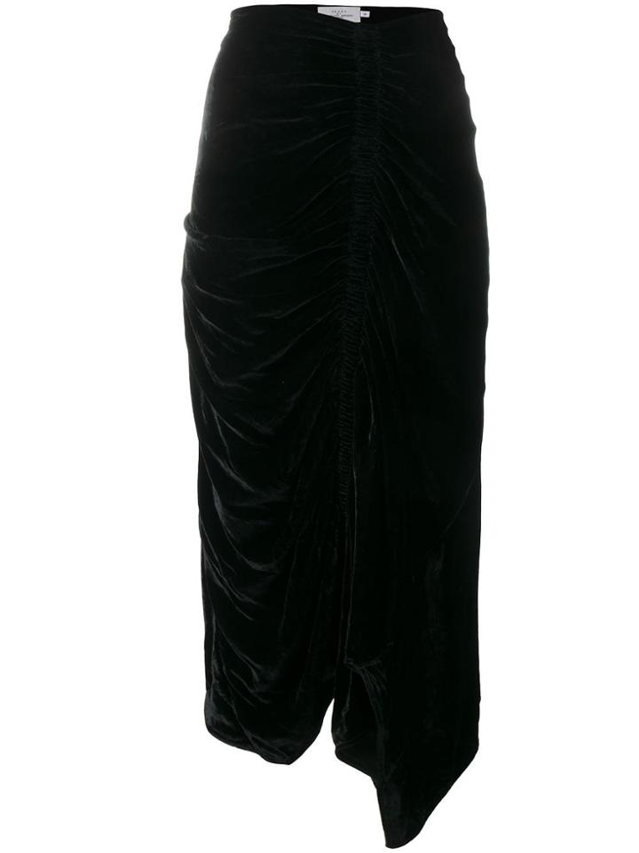 Preen By Thornton Bregazzi Ruched Velvet Skirt - Black