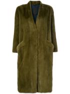 Liska Mid-length Oversized Fur Coat - Green