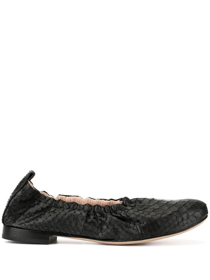 Rodo Snakeskin-effect Ballerinas - Black