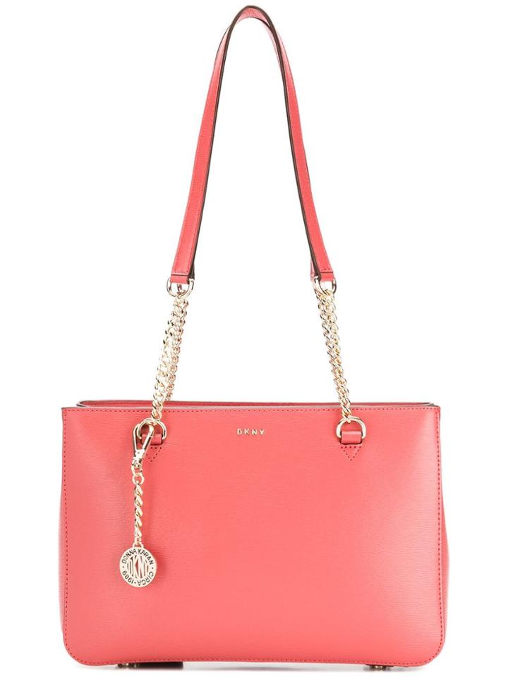 Dkny Logo Plaque Tote Bag - Red