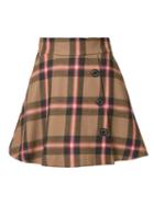 Loveless Plaid A-line Skirt, Women's, Size: 36, Brown, Lambs Wool