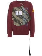 Election Reform Burgundy Patchwork Embroidered Cotton Sweatshirt