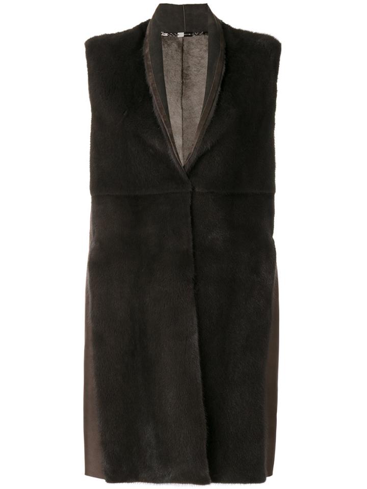 Manzoni 24 Sleeveless Fur Jacket - Brown