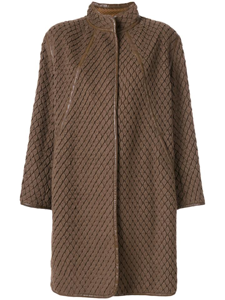 Issey Miyake Vintage Diamond Textured Coat - Brown