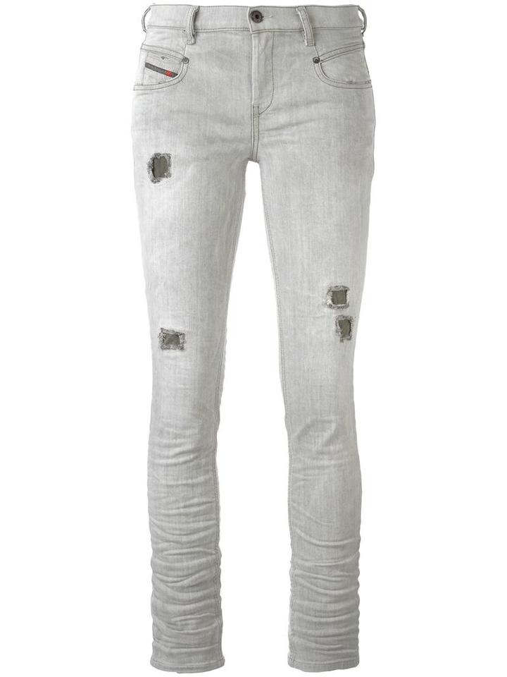Diesel Distressed Skinny Jeans, Women's, Size: 25, Grey, Cotton/spandex/elastane