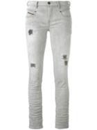 Diesel Distressed Skinny Jeans, Women's, Size: 25, Grey, Cotton/spandex/elastane