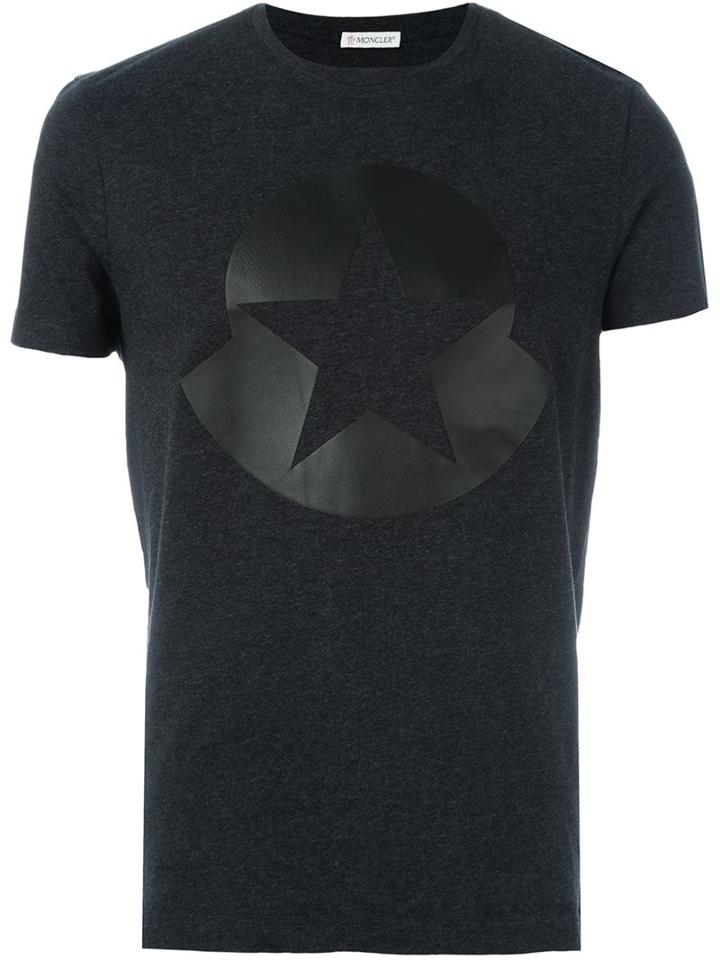 Moncler Star Logo Print T-shirt, Men's, Size: Xxl, Grey, Cotton/lamb Skin