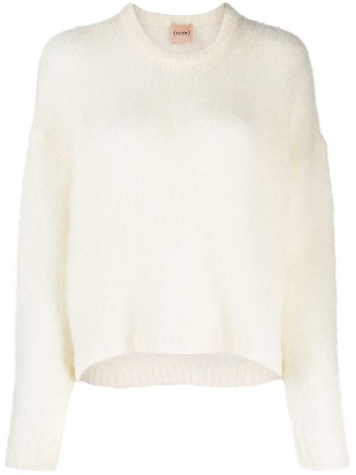 Nude Long-sleeve Flared Sweater - White