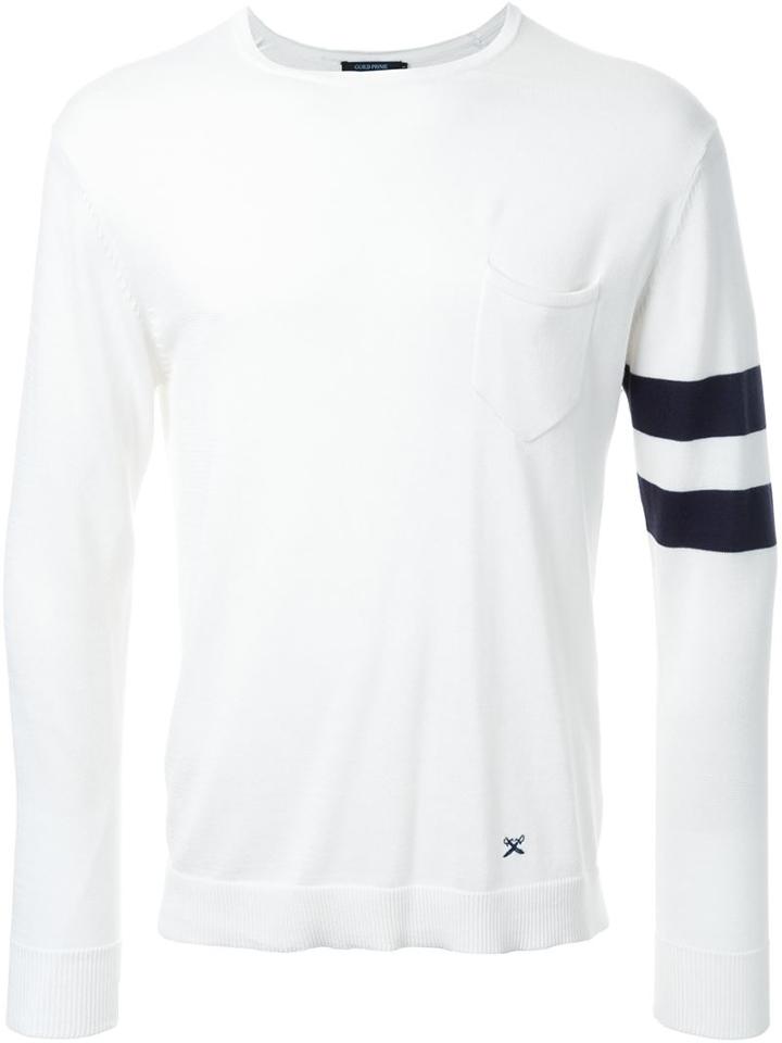 Guild Prime Stripe Detail Jumper, Men's, Size: 3, White, Cotton/modal