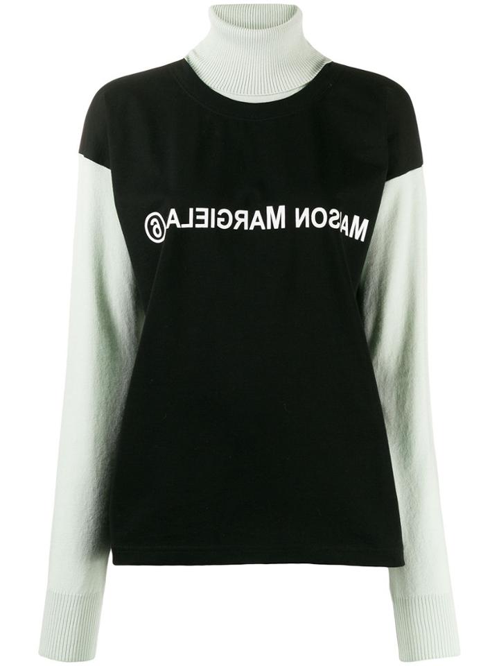 Mm6 Maison Margiela Reversed Logo Turtleneck Jumper - Black