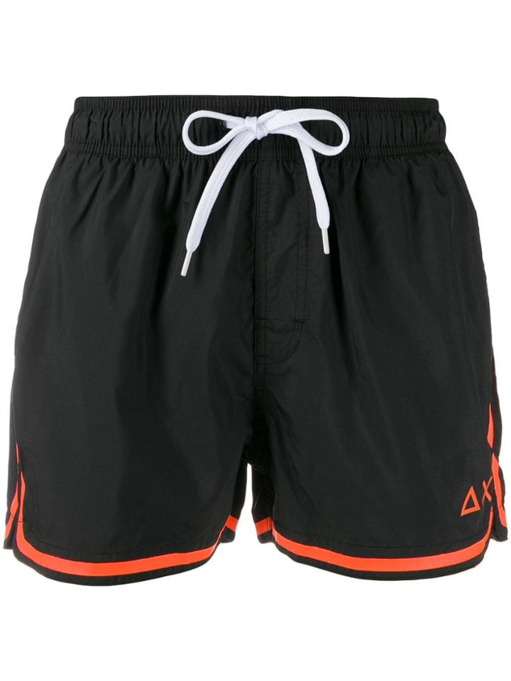 Sun 68 Contrast Trim Swim Shorts - Black